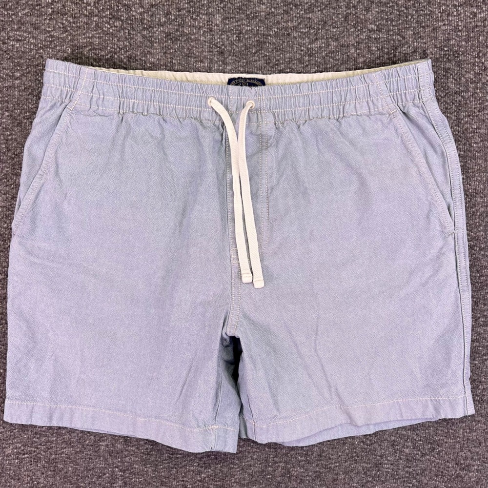 J.Crew Dock Shorts Mens 32 Light Blue Chambray Casual Summer Elastic Drawstring